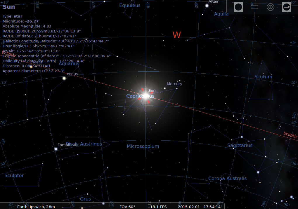 The Sun at 21 Hours RA on 14/11/13515